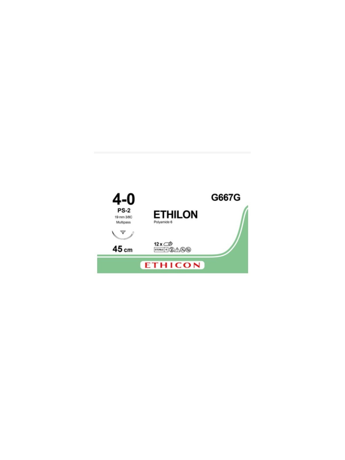 Sutura no absorbible Ethilon 4/0 [12u]