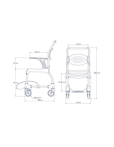 Silla de ducha y aseo con ruedas Moem Silla de ducha y aseo con ruedas Moem