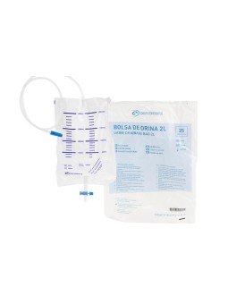 Bolsa de orina con válvula antirretorno y salida en cruz [2L]